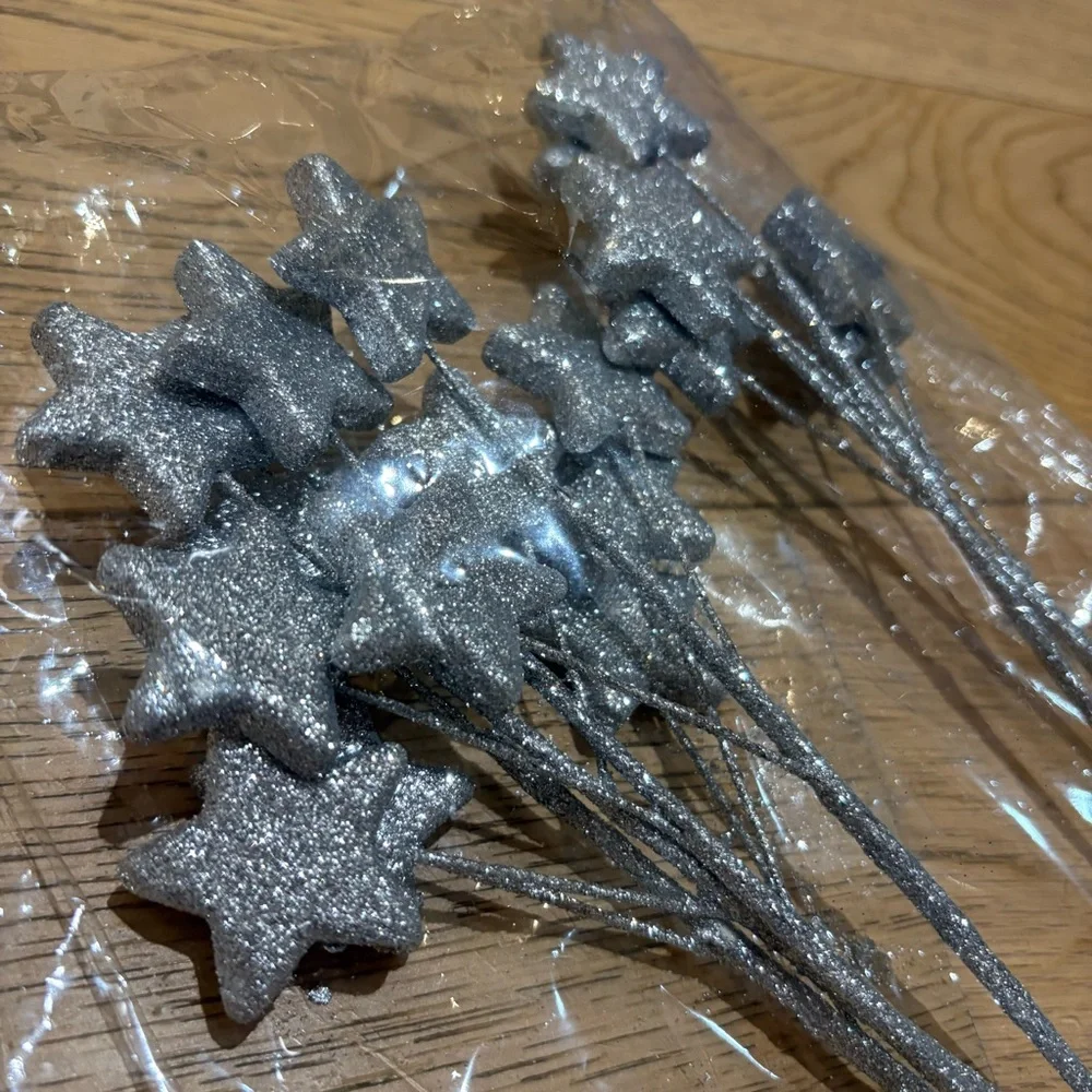 Silver Star Party Decoration Sticks - 6
